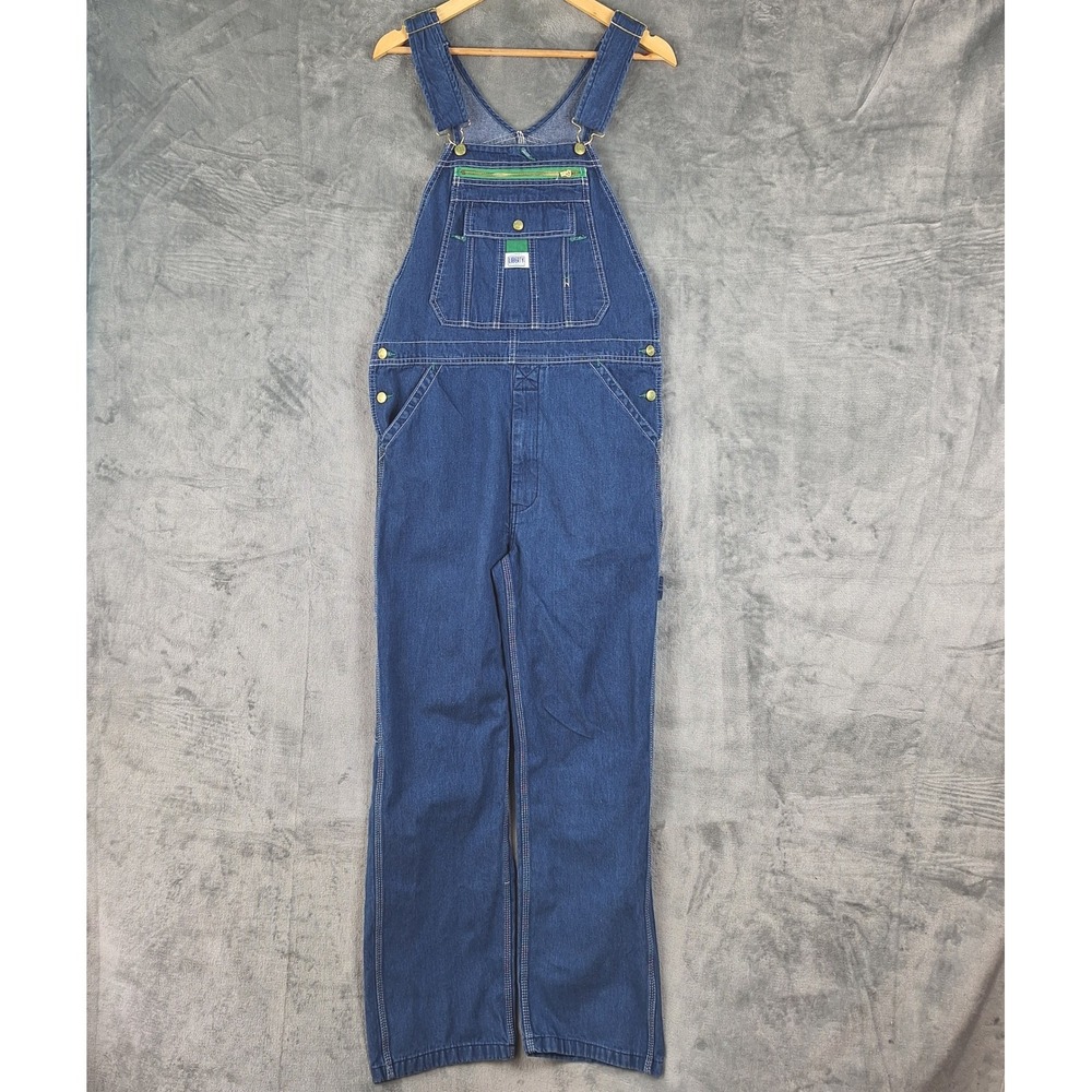 Vtg Liberty Bib Overalls Mens 32x32 Blue Carpenter Workwear Farmer Denim Utility